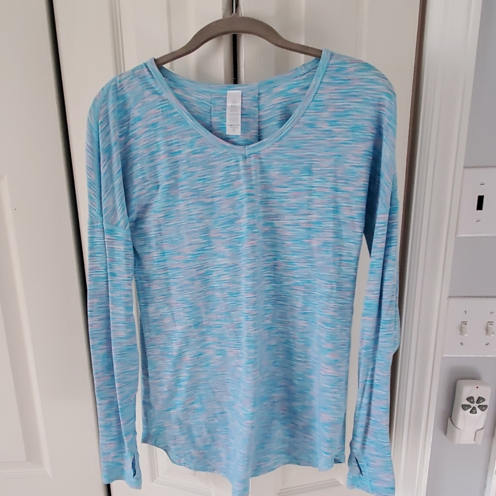 EUC Ivivva Lululemon Multi Girls Long Sleeve Shirt - Aqua and Pink - Size 14